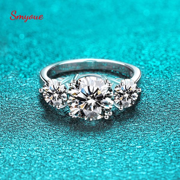 

wedding rings smyoue 4ct 100% diamond ring for women 18k yellow gold wedding band bridel jewelry s925 sterling silver wholesale gra 230313, Slivery;golden