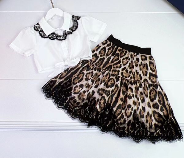 

2023 new summer kids sets girls clothes short sleeve casual skirt children fashion style 2pcs children girl clothing sets, White