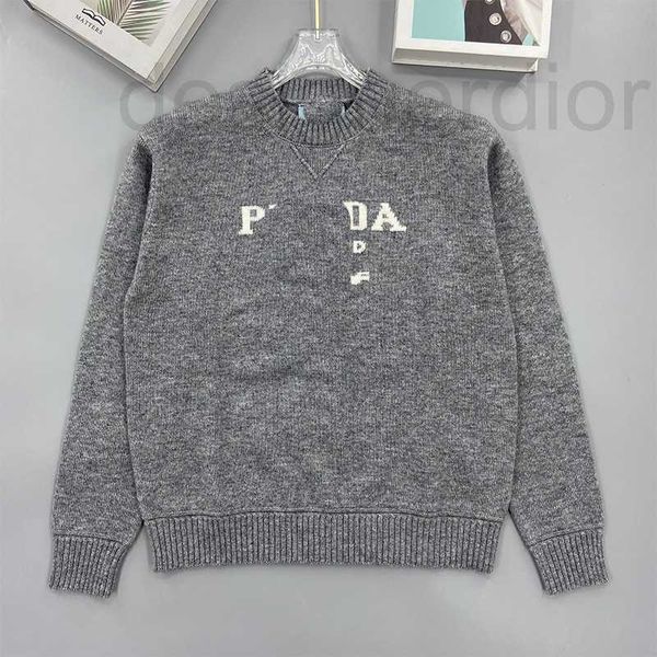 

women's knits & tees designer p family knitted round neck letter long-sleeved cashmere sweater loose casual 2023 new product qel5, White