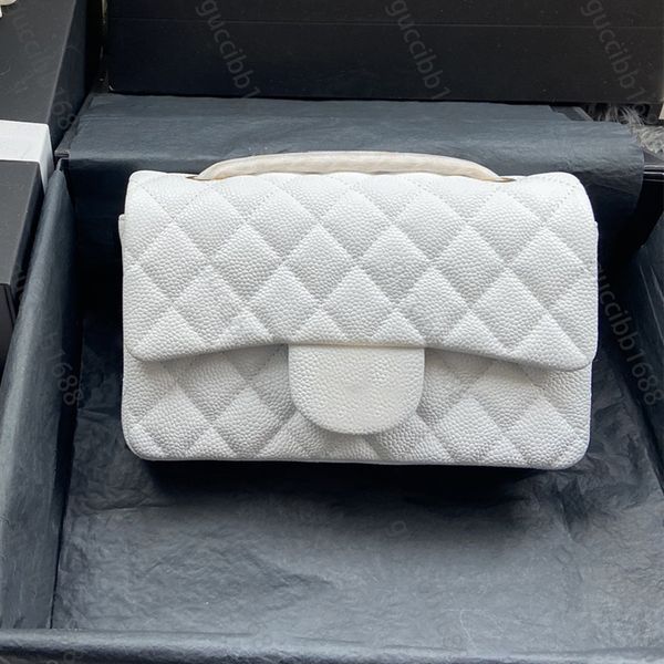 

10a mirror quality designer classic quilted flap bag 20cm mini rectangle handbag womens real leather caviar lambskin black purse crossbody s