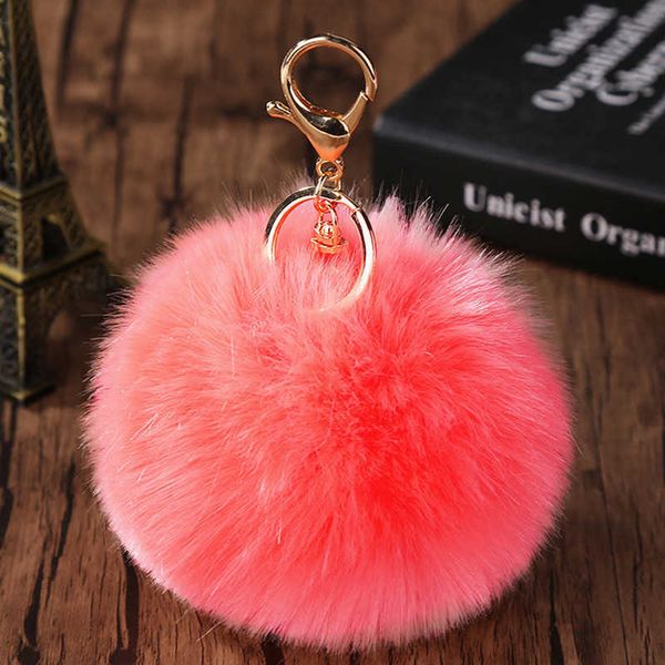 

keychains 1pcs 10cm fake fur pom bag keychain pompom car keyring gold color chains pompons fox rabbit charms key l230314, Silver