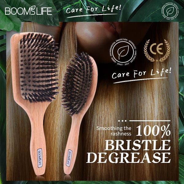 

hair brushes brosse cheveux femme boar bristle women combs for detangle wood barber comb scalp massage 230314, Silver