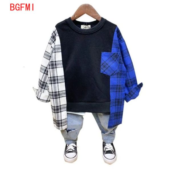 

hoodies sweatshirts fashion baby boy plaid patchwork sweater spring autumn cotton shirt korean casual bottoming shirt teen long-sleeve 23031, Black
