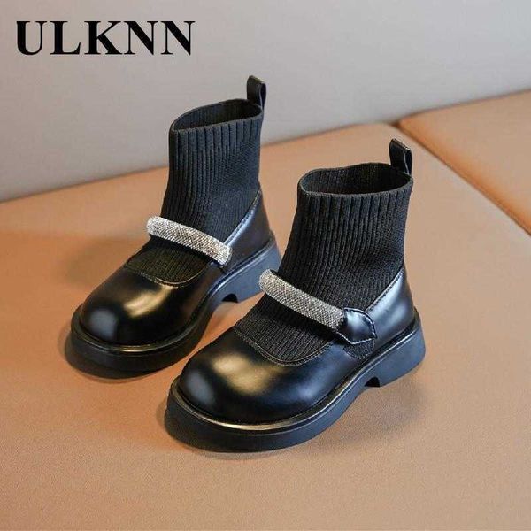 

flat shoes girl' 2023 children new shoes summer infant boots brim princess autumn leather khaki shoe size 23-36 p230314, Black;grey