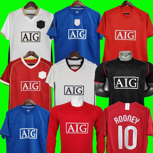 

manchester retro soccer jerseys man 2006 2007 2008 2009 rooney football shirts 06 07 08 09 vintage nani vidic berbatov anderson tevez giggs, Black;yellow