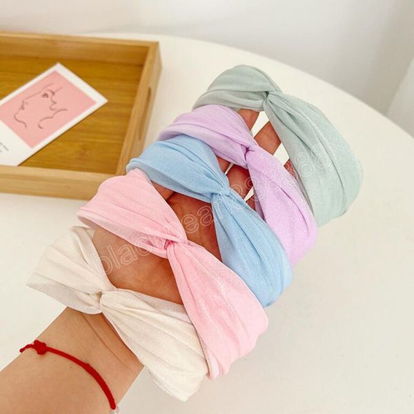 

fashion women headband wide side hairband cross knot turban girls spring headwear hair accessories, Silver