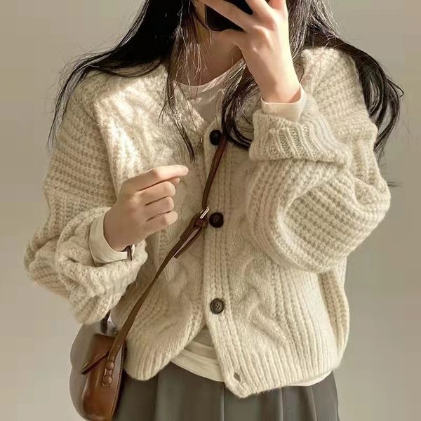 

women's knits tees mexzt vintage harajuku women casual cardigan sweater autumn winter loose long sleeve korean female preppy style y2k, White