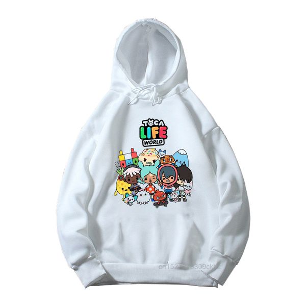 

toca life world print kids white hoodie baby girls gift children's clothes toca boca boys cartoon animation game top, Black