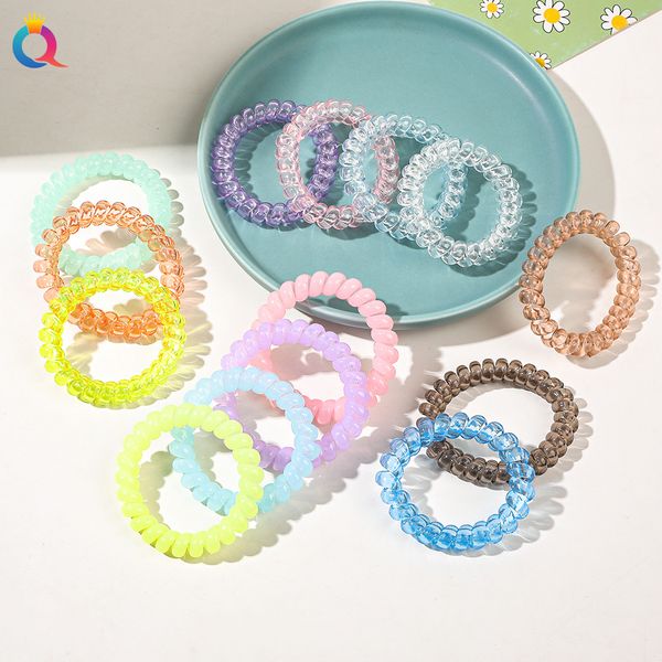 

ribbon super sweet candy color transparent frosted phone line hair ring simple and seamless bracelet hair accessory 1924, Slivery;white