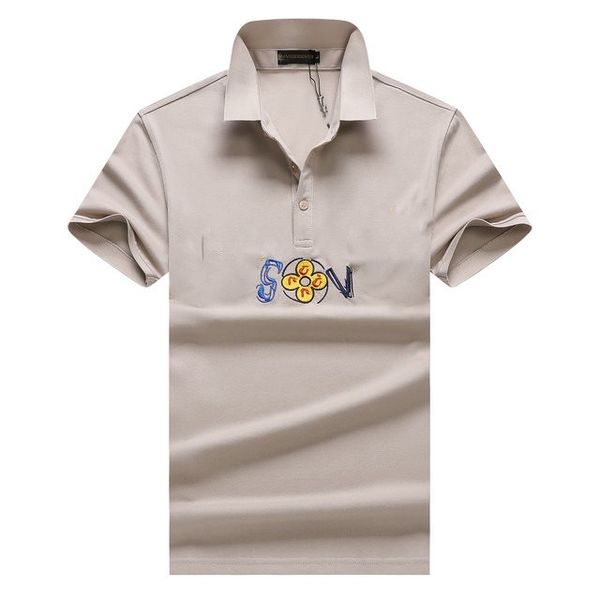 

fashion polos t-shirt men casual t shirt embroidery letter pattern print breathable medusa cotton polo shirt high street collar polos shirts, White;black