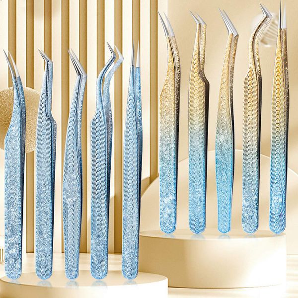 

fashion false eyelash curler stainless steel gradient snow blue color eyelash grafting tweezers eye lash extension nippers
