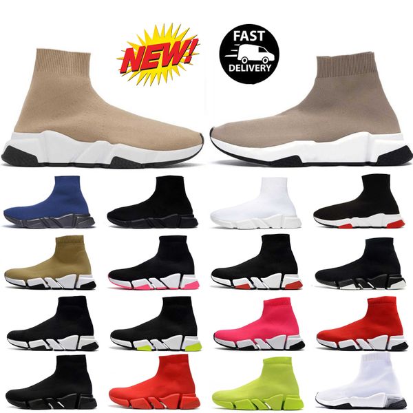 

2023 sock shoes men women graffiti white black red beige pink clear sole lace-up neon yellow mens womens socks speed runner trainers flat pl