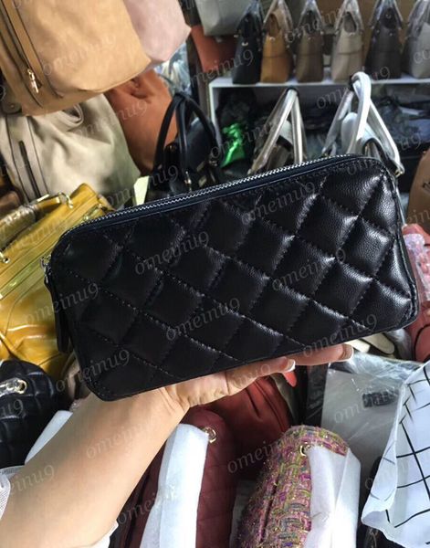 

women's genuine caviar leather zipper bag clutch with chain purse crossbody messebger bags gold silver hardware lambskin designer shoul