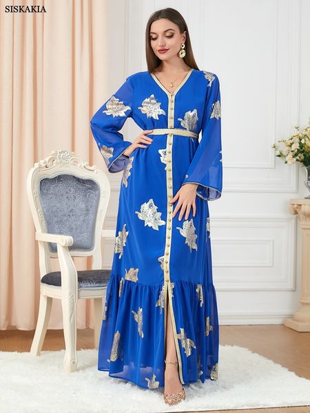 

ethnic clothing muslim abaya dress dubai button tape trim belted kaftan split hem long dress print fall turkey arabic oman moroccan caftan 2, Red