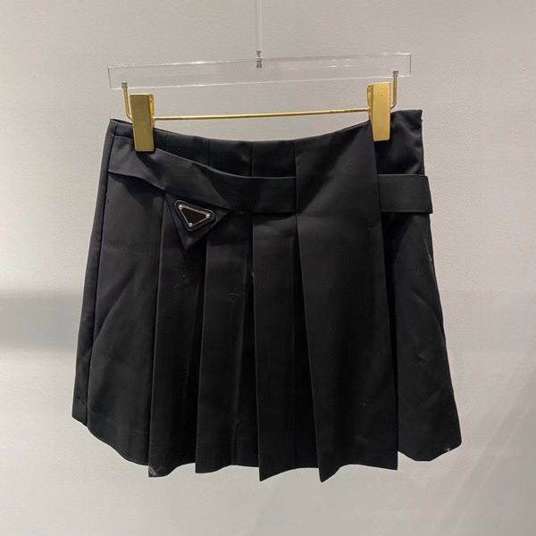 

women's short skirts designer girl pleated skirt fashion matching inverted triangle decoration summer skinny dress 2x3p0, Black