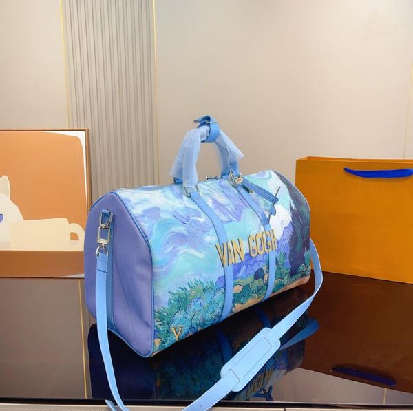 

man women luxurys designers bags classic designer handbags sport outdoor duffel bags print landscape comic large dapacity travel bag 50cm
