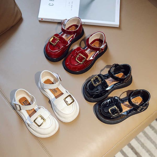 

flat shoes mary janes for girls buckle pu leather three color spring fashion wedges girl' casual shoes 23-36 school kids princess shoe, Black;grey