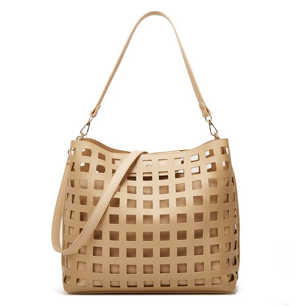 

fashion composite bag women's handbag with checked hollow design shoulder bag
