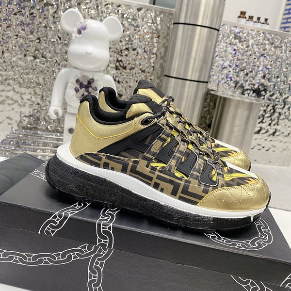 

designer italy casual shoes reflective sneakers mens women sneaker heightening shoe multi-color triple black golden print cowhide sneaker 03