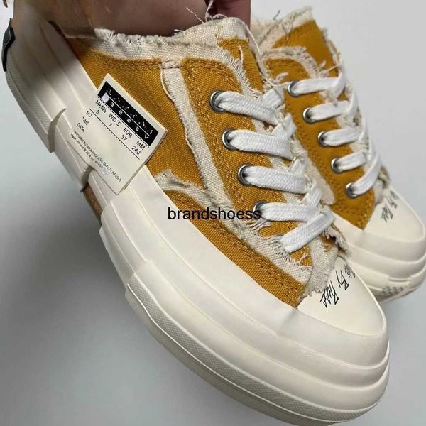 

xvessel wu jianhao's same yellow low half slipper inside high canvas shoes vulcanized shoes for men and women beggars, Black