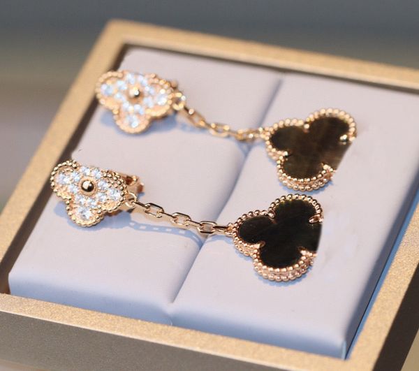 

2023 luxury quality charm drop earring with diamond and grey shell beads silver color have box stamp ps3533a, Golden