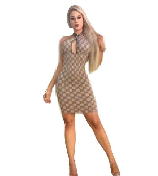 

women's casual dress 2023g designer brand summer print fashion slim casual halter irregular dress, Black;gray