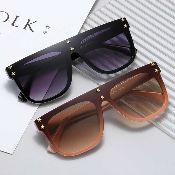 

sunglasses new fashion conjoined sunglasses men's and women's street pgraphy trend five pointed star rivet glasses, White;black