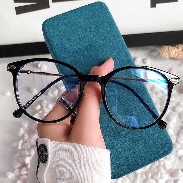 

sunglasses students' anti blue light glasses for men and women tr90 round can be equipped with short-sighted fashion personality flat l, White;black