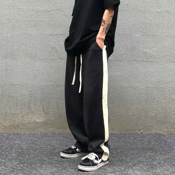 

mens pants vintage for men and women jogging baggy sweatpants harajuku stripe casual trousers wide oversized male y2k clothing 230314, Black
