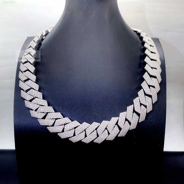 

icedout luxury 20inches custom necklace 4row moissanite diamond mens luxury chains s925 iced out cuban chain, Silver