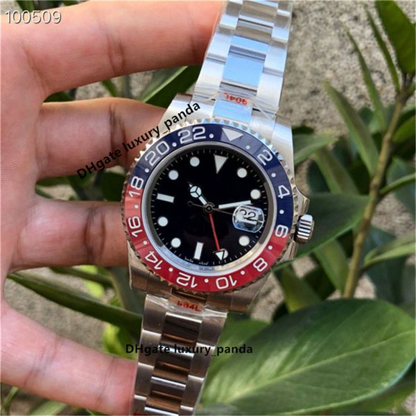 

luxury automatic mechanical watch 40mm gmt 2813 movement men's watches 904l sapphire glass ceramic ice blue luminous waterproof watch, Slivery;brown