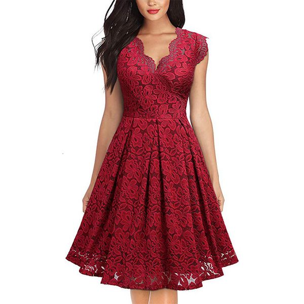

party dresses women's vintage floral lace short sleeve bridesmaid dresses v neck cocktail party evening wedding midi red 230314, White;black