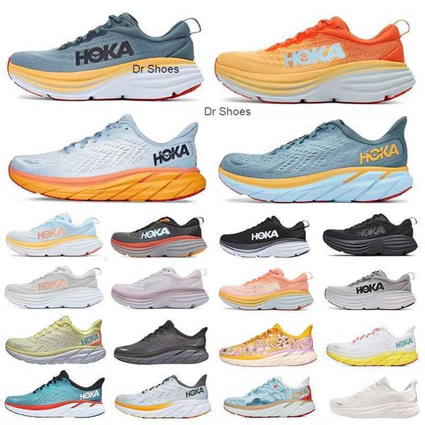 

hoka one bondi 8 running shoes clifton 8 black white training sneakers designer women men summer orange amber yellow goblin blue people