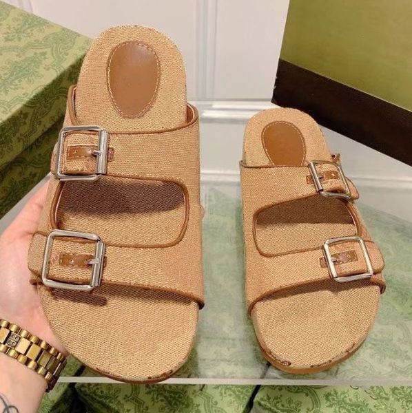 

slipper womens fashion embroidered canvas designer slides slip on slippers girls canvas covered platform sandals big size, Black