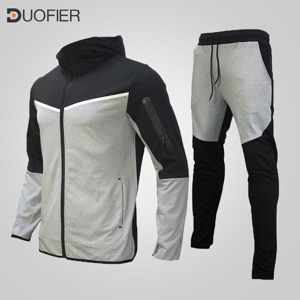 

men's tracksuits couple jogging hoodiessweatpants two pieces set men tracksuit joggers pants set male jogging sportswear mens sweat su, Gray