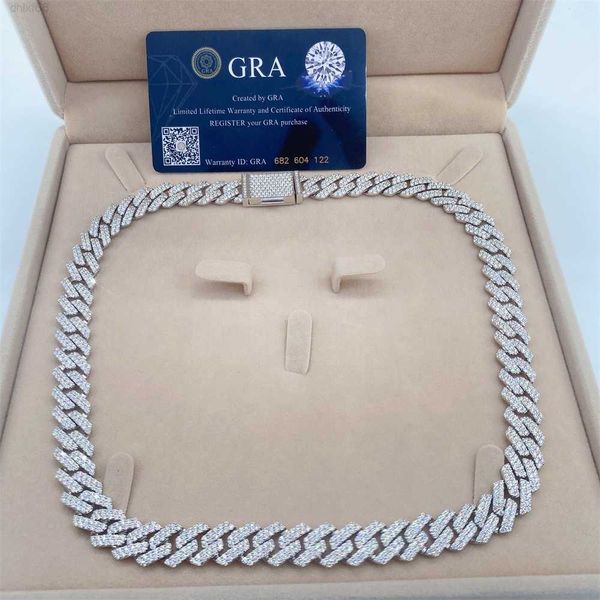 

hip hop jewelry iced out mens cuban necklace bracelet sterling silver moissanite 12mm cuban link chain