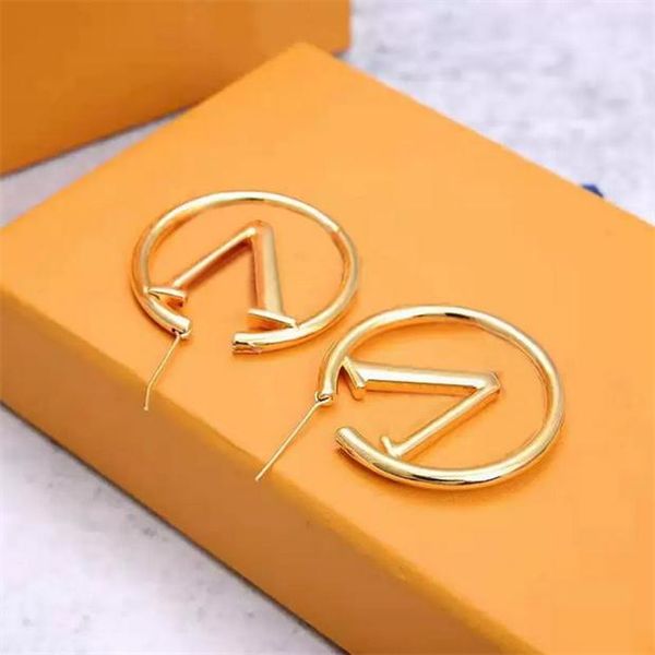 

2023fashion gold hoop earrings womens diameter 3cm 4cm 5cm big circle simple earring for woman party wedding lovers gift engagement jewelry, Golden;silver