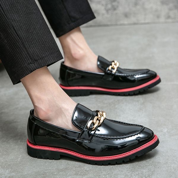 

leather designer brand luxury men casual office bussiness black loafers mens italian wedding dress male shoes mens shoes, Black;white