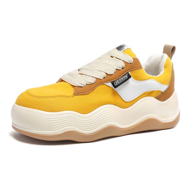 

chunky sneakers men women wave bottom board shoes fashion casual leather fabric breathable height increased platform sport shoes, Red;white