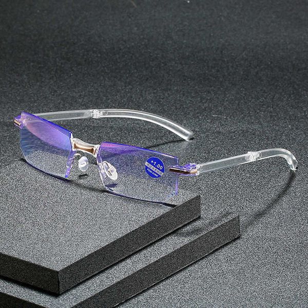 

sunglasses new frameless cutting border defense blue ray presbyopia folding portable for the elderly, White;black