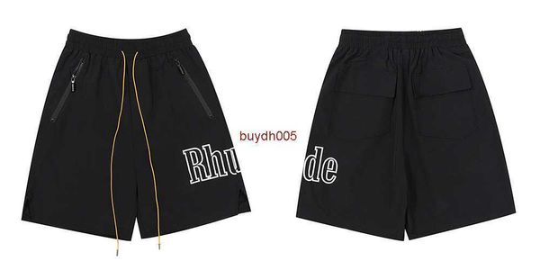 

75ar men's and women's high street shorts north american fashion brand rhude new printed side seam pocket zipper casual sports, White;black