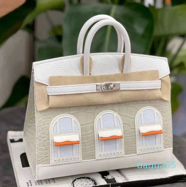 

designer leather fashion classic bag alligator handmade women 20cm small mini