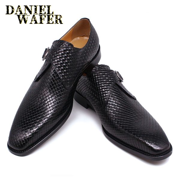 

luxury men loafers shoes slip on monk strap mix color black men casual shoes dress office business wedding genuine leather shoes, Black;white
