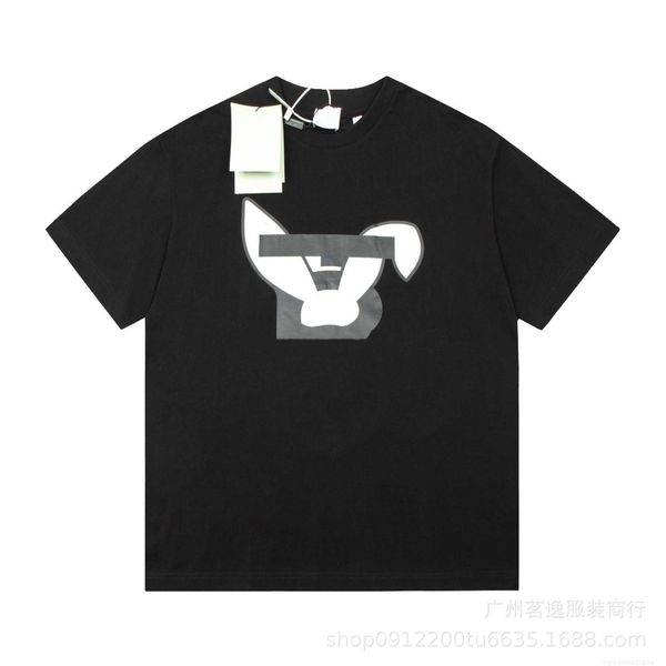 

correct version b burbry luxury designer of bu rabbit year limited printed short-sleeved t-shirt high-street couples same t-shirt in xv48, White;black