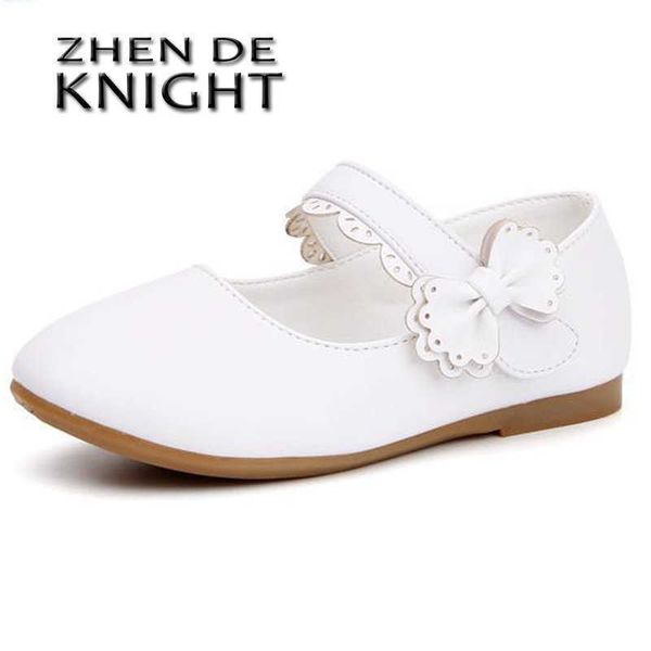 

flat shoes spring new children' leather little girls' princess soft sole fashion bow kids casual shoes p230314, Black;grey