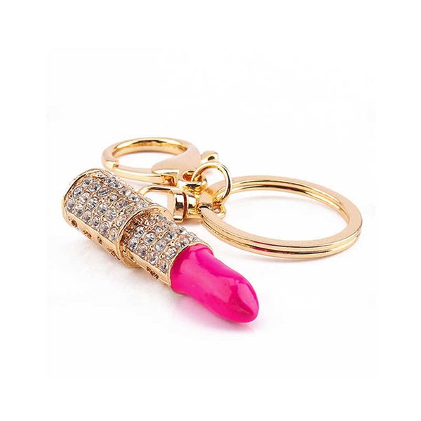 

keychains lipstis she crystal alloy chain for handbag ring car pendant chains delicate birday gift for women l230314, Silver