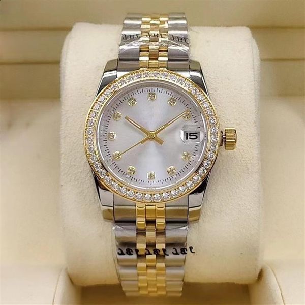 

31mm women's diamond watch ladies automatic mechanical watches womens stainless steel buckle sport waterproof fa2623, Slivery;brown