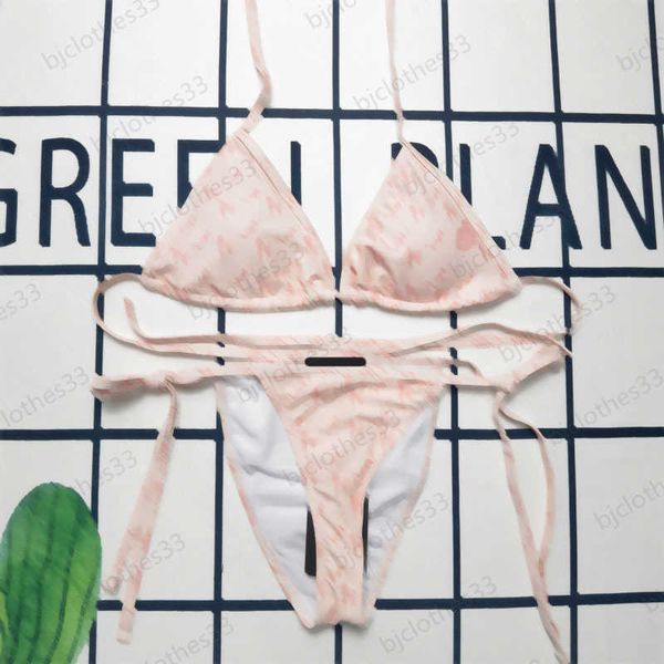 

pink swimwear logo printed bare waist design girl swimwears luxury brand summer beach two-piece set bathing suit for women tankini, White;black