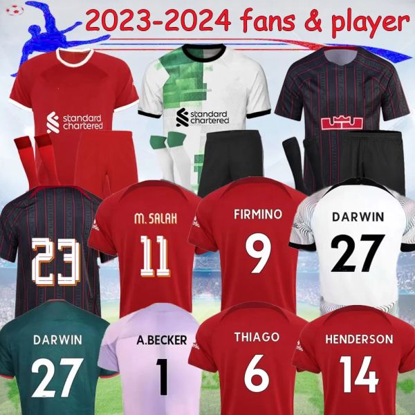

22 23 24 salah firmino liverp00l soccer jerseys thiago luis diaz lvp football shirt 2023 virgil diogo jota darwin shorts thailand quality ad, Black;yellow