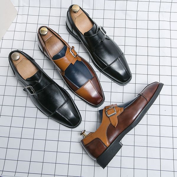 

men'sdressshoesformalmenmonkdesignershoesitalianoxfordshoesformenweddingdressbrandleatherdoublebucklesbrown, Black;white
